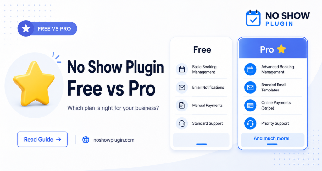 noshow deposit payments free vs pro